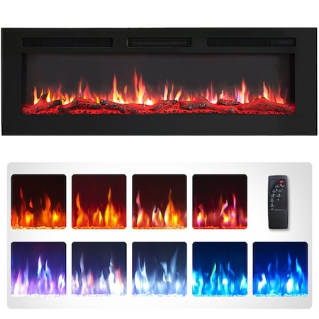 Edendirect 50'' Freestanding and Wall Mounted Electric Fireplace, Black, Multi Color Flame EF451B
